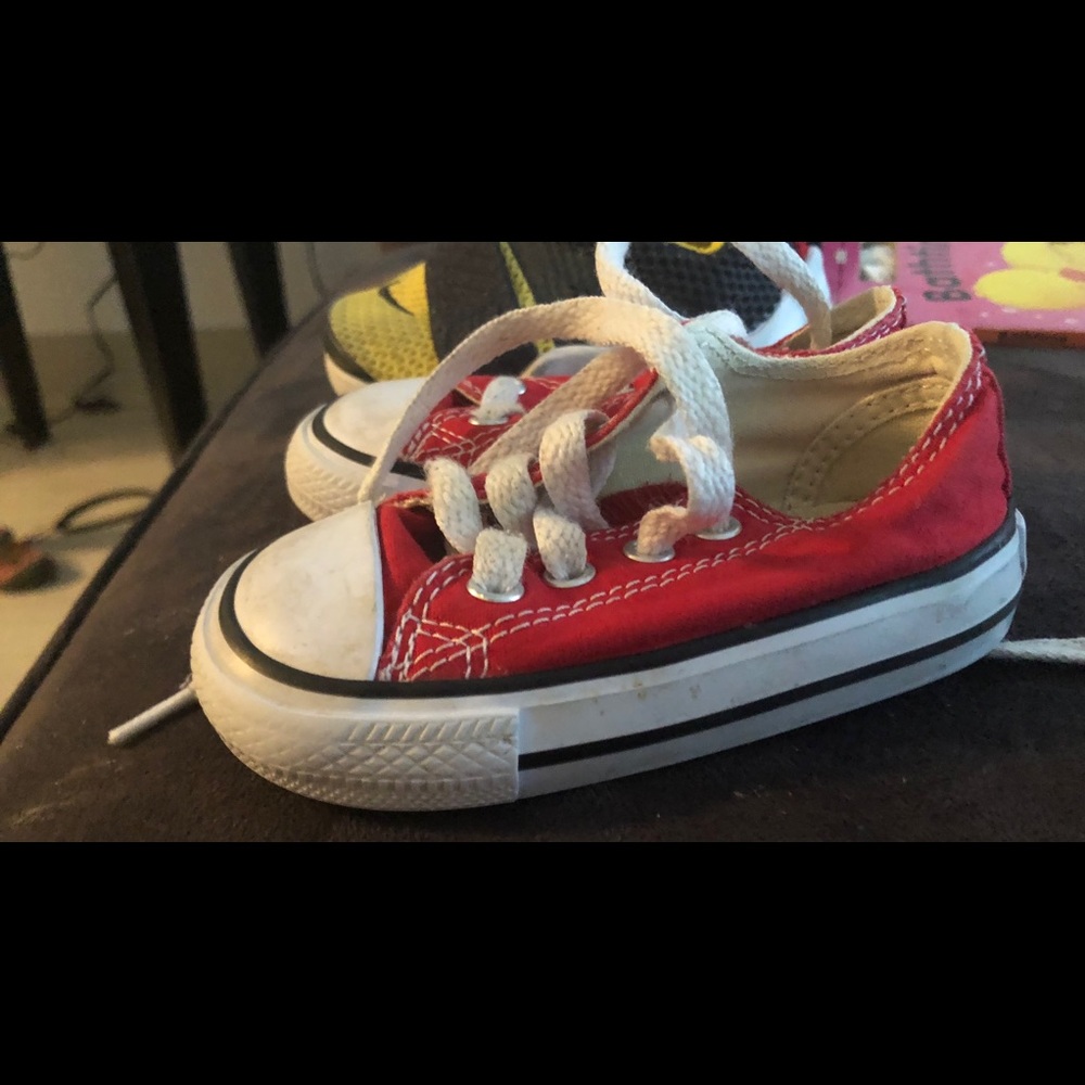 Red and white converse